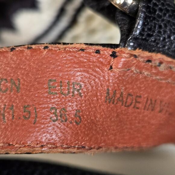 Kate Spade High Rise Spade Platform Wedge Sandals 6 B Black White Striped Preppy - Picture 14 of 14